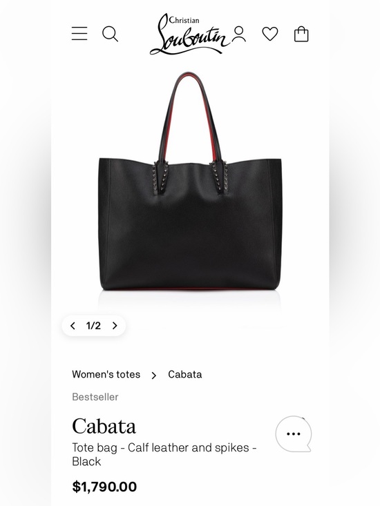 Christian Louboutin Handbags - Christian Louboutin Black Tote with Red Trim and Studded Handles